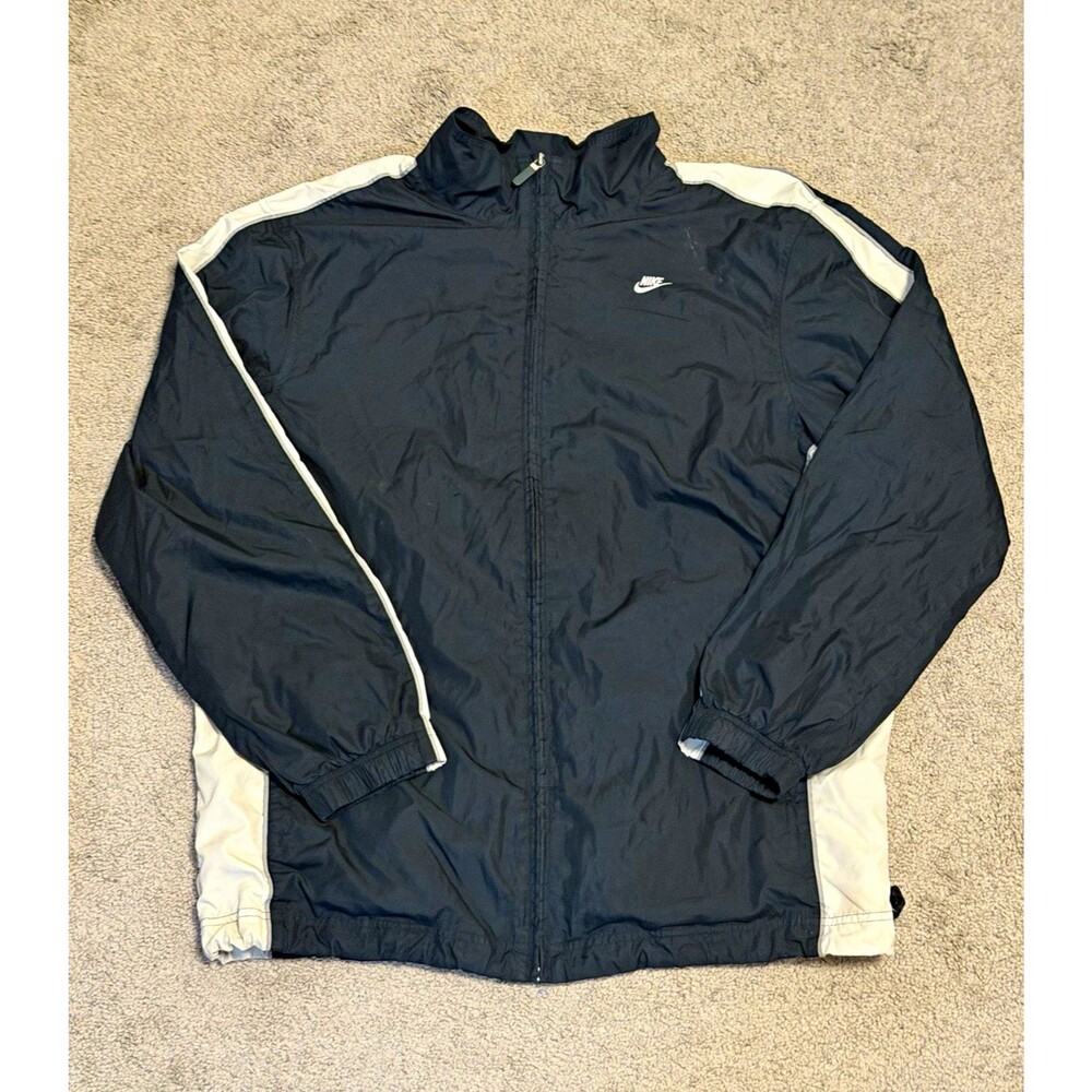 Nike Men's L Black/White Colorblock Windbreaker Jacket Full Zip